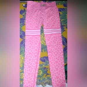 3 Different Colors Leopard Print Leggings with Striped Knee Detail